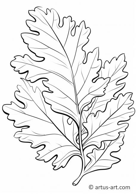 Pagină de colorat cu frunză de stejar
